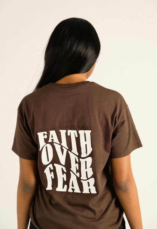 FAITH OVER FEAR PREMIUM TEE | CHOCOLATE / WHITE
