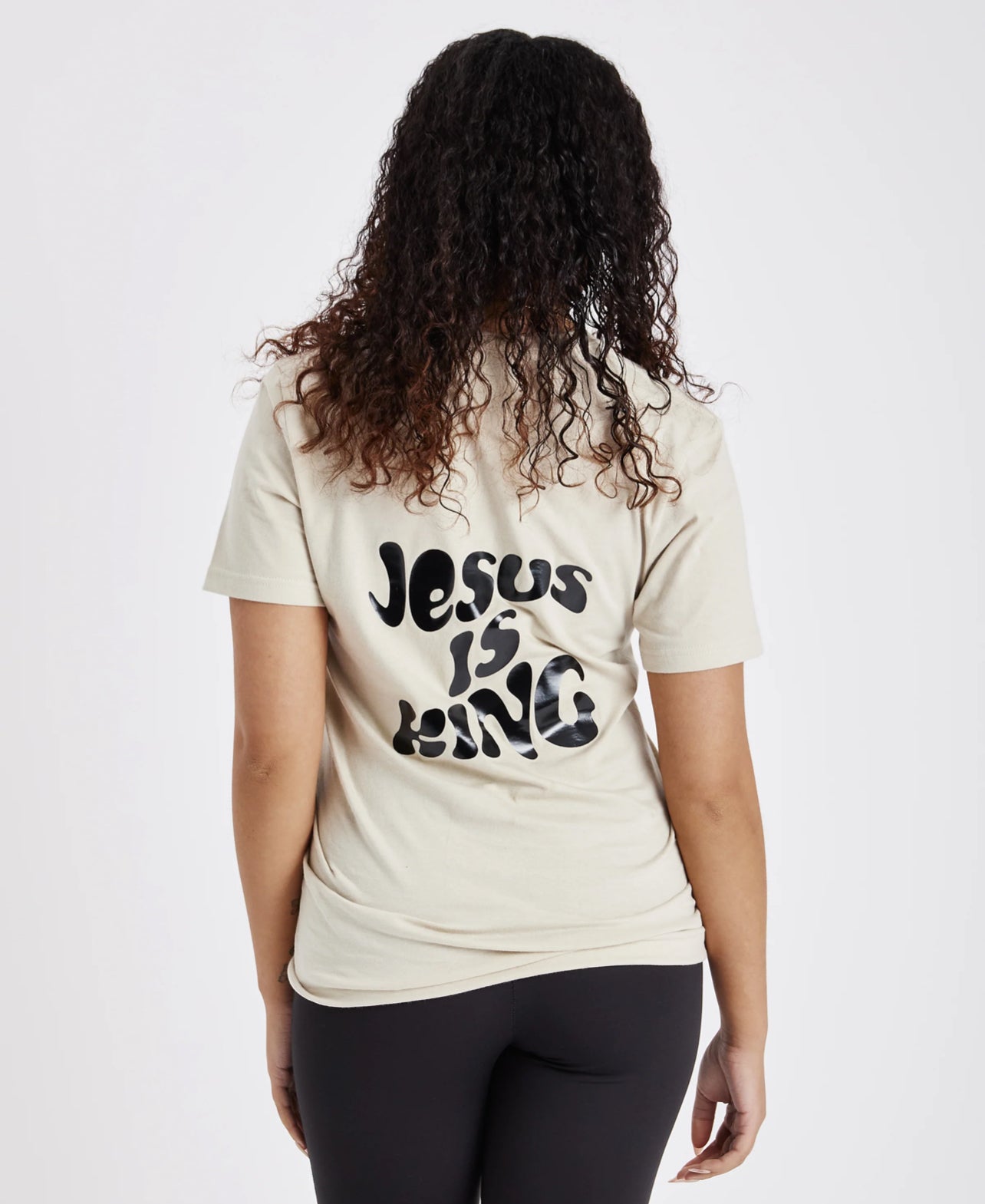 JESUS IS KING PREMIUM TEE | SAND / BLACK