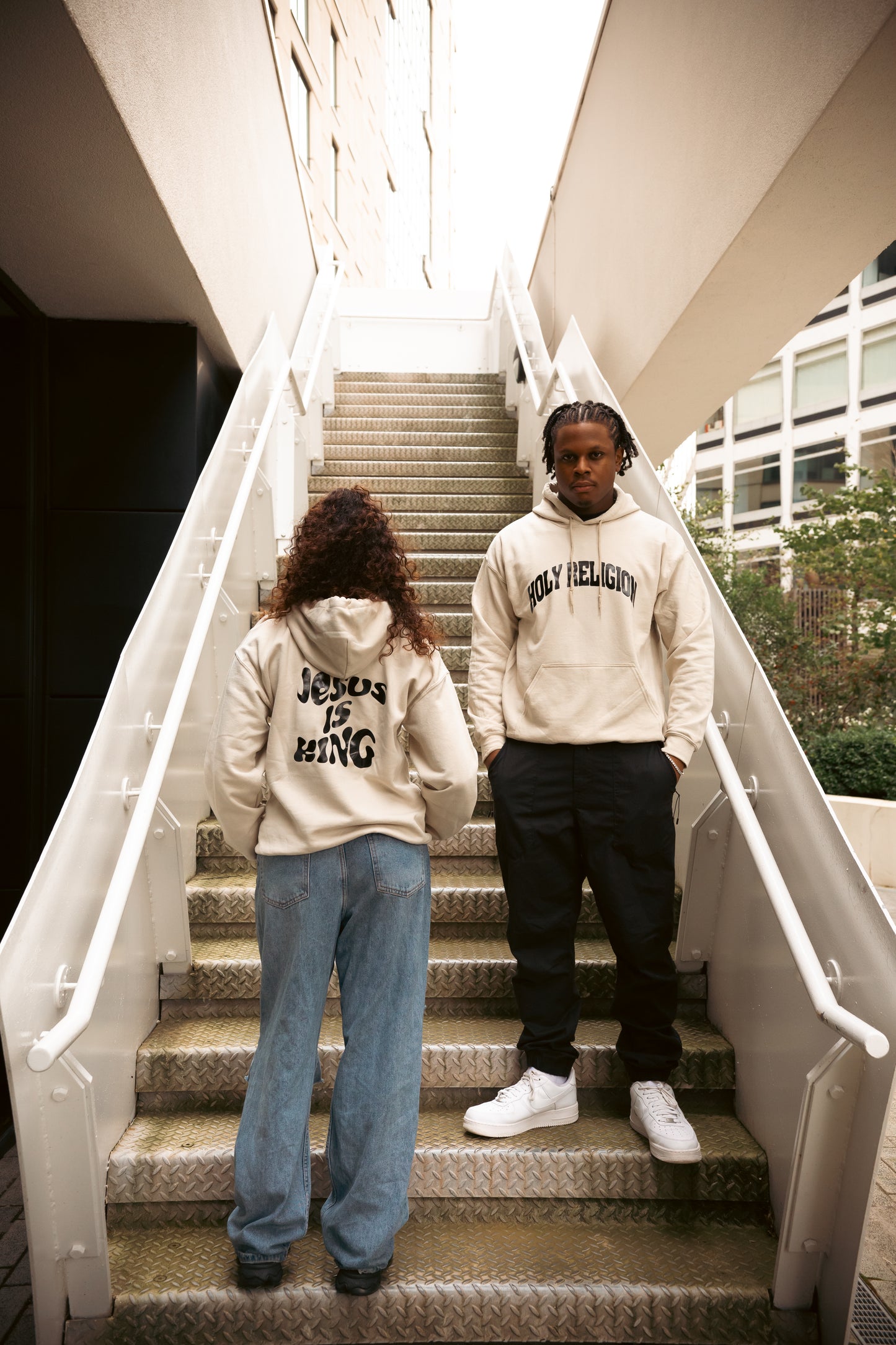 JESUS IS KING PREMIUM HOODIE | SAND / BLACK