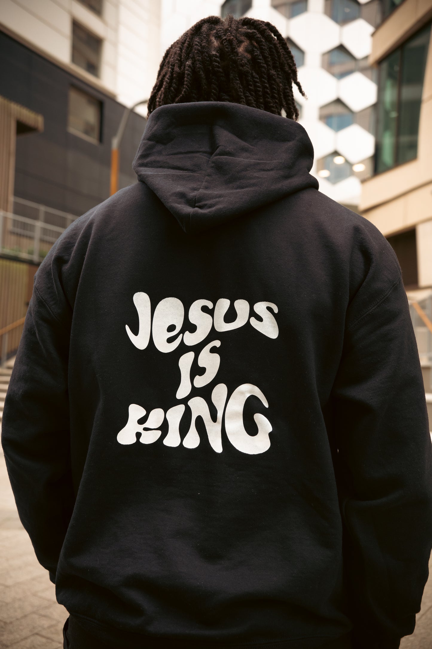 JESUS IS KING PREMIUM HOODIE | BLACK / WHITE