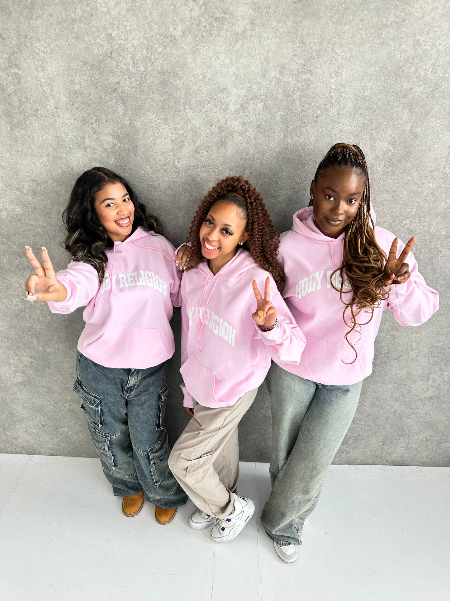FAITH OVER FEAR HOODIE | PINK / WHITE