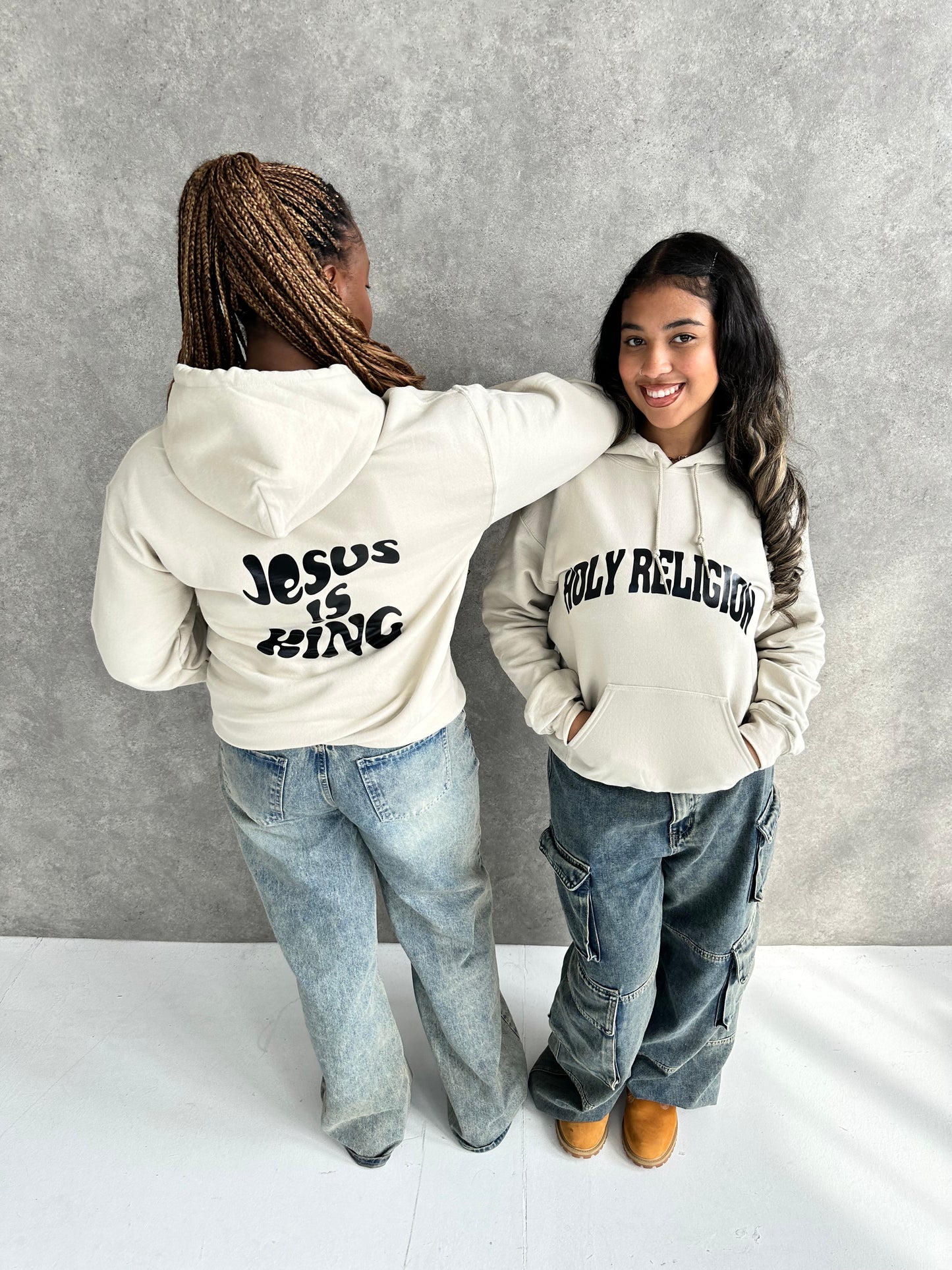 JESUS IS KING PREMIUM HOODIE | SAND / BLACK