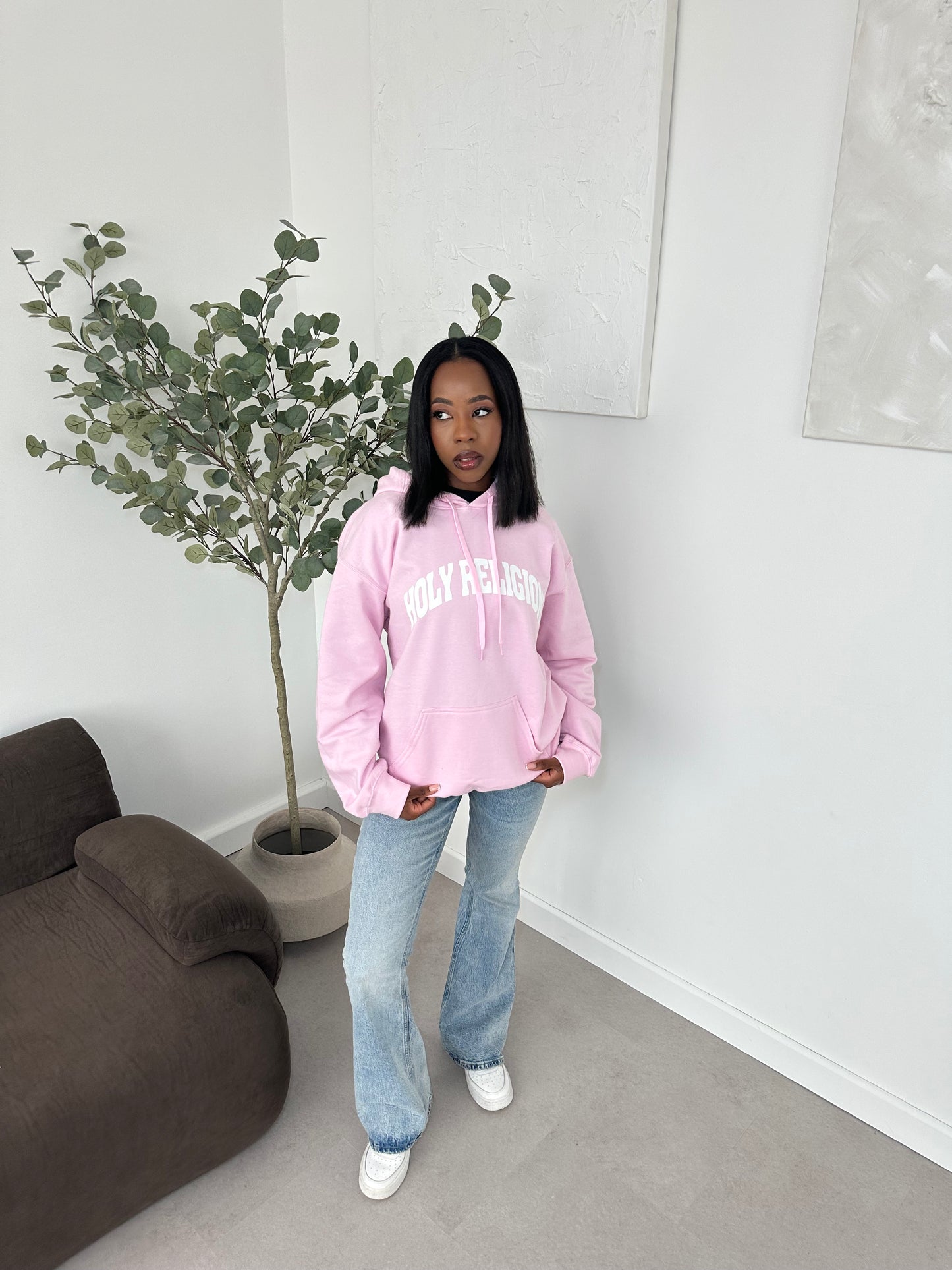 FAITH OVER FEAR HOODIE | PINK / WHITE