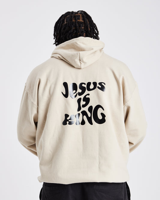 JESUS IS KING PREMIUM HOODIE | SAND / BLACK