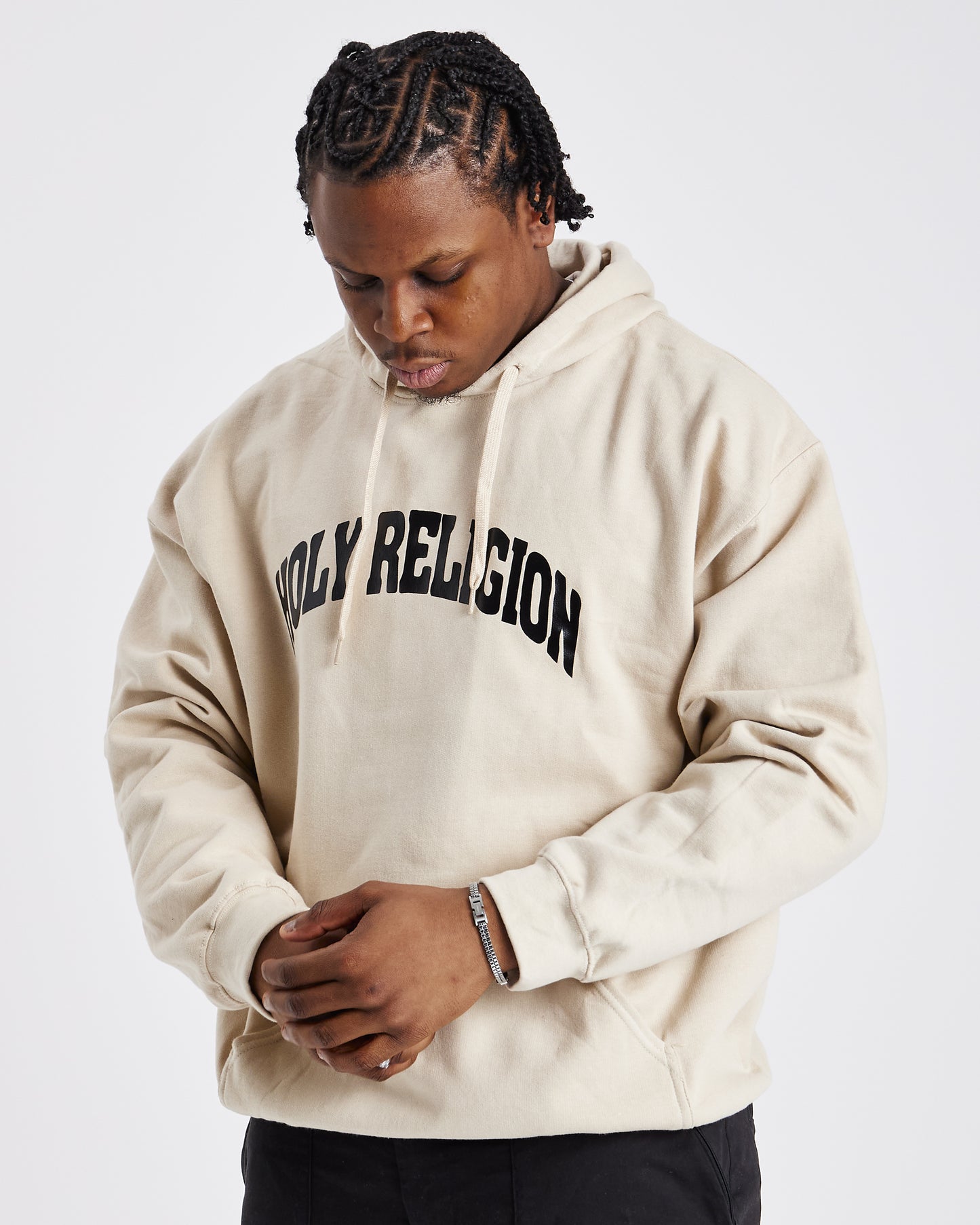 JESUS IS KING PREMIUM HOODIE | SAND / BLACK