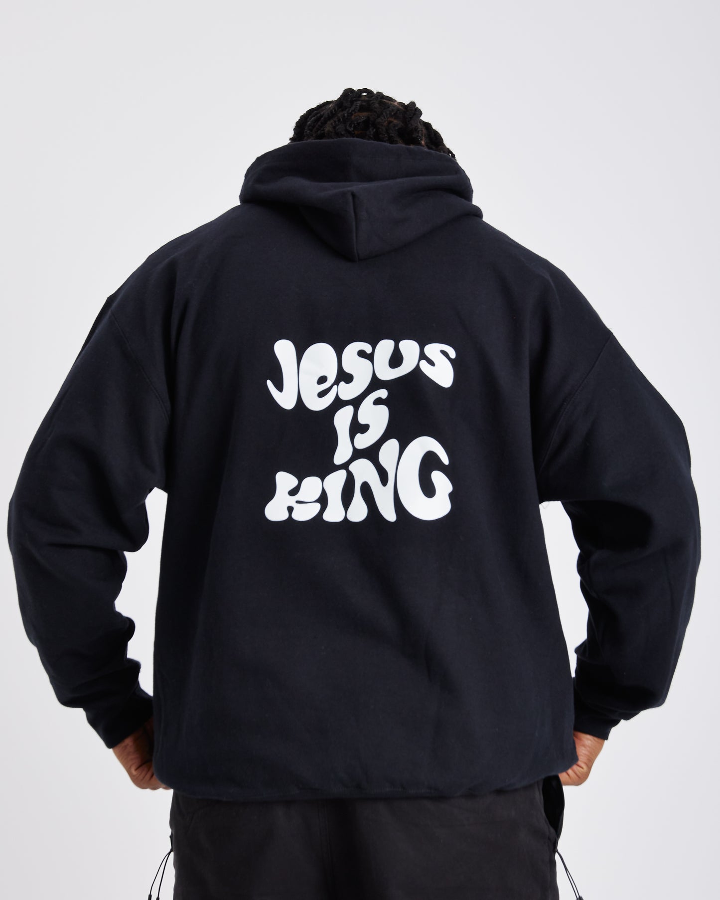 JESUS IS KING PREMIUM HOODIE | BLACK / WHITE