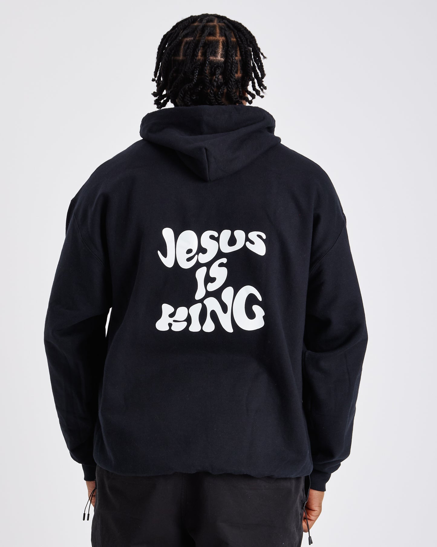 JESUS IS KING PREMIUM HOODIE | BLACK / WHITE