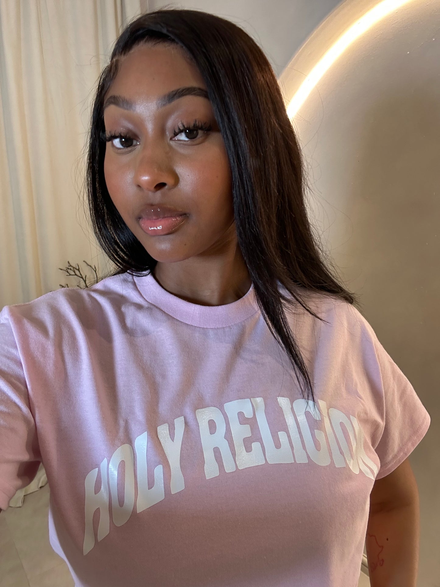 FAITH OVER FEAR PREMIUM TEE | PINK / WHITE
