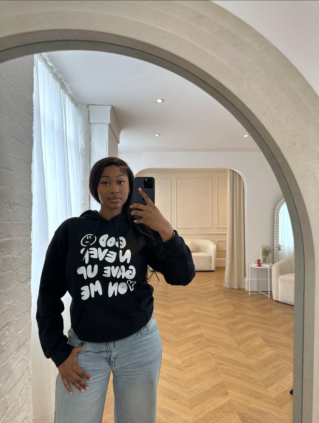 GOD NEVER GAVE UP ON ME HOODIE | BLACK / WHITE