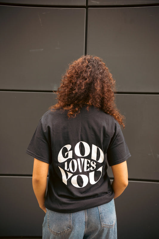 GOD LOVES YOU PREMIUM TEE | BLACK / WHITE