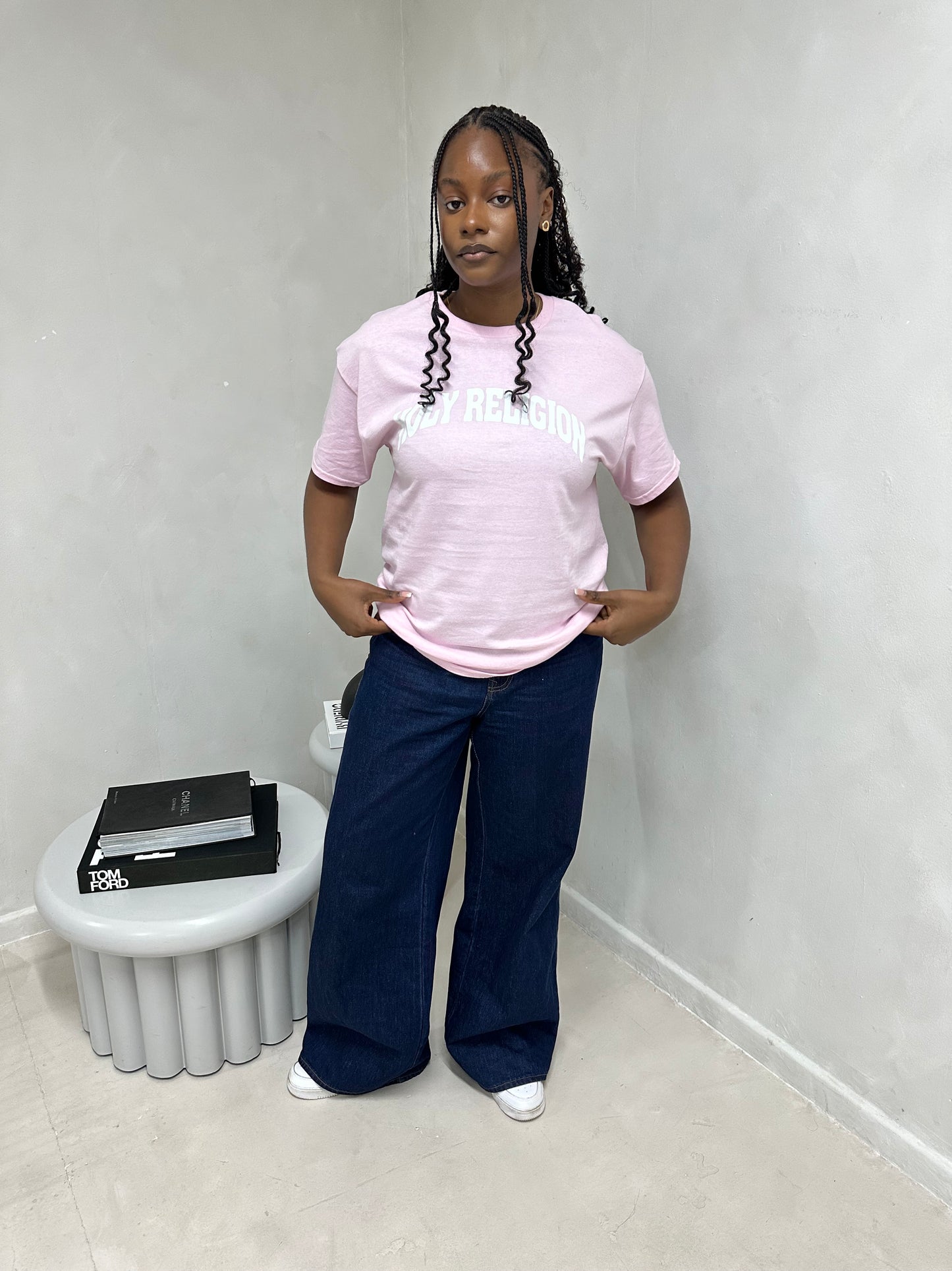 FAITH OVER FEAR PREMIUM TEE | PINK / WHITE