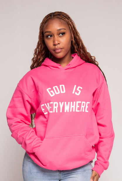 GOD IS EVERYWHERE HOODIE | PINK LEMONADE / WHITE