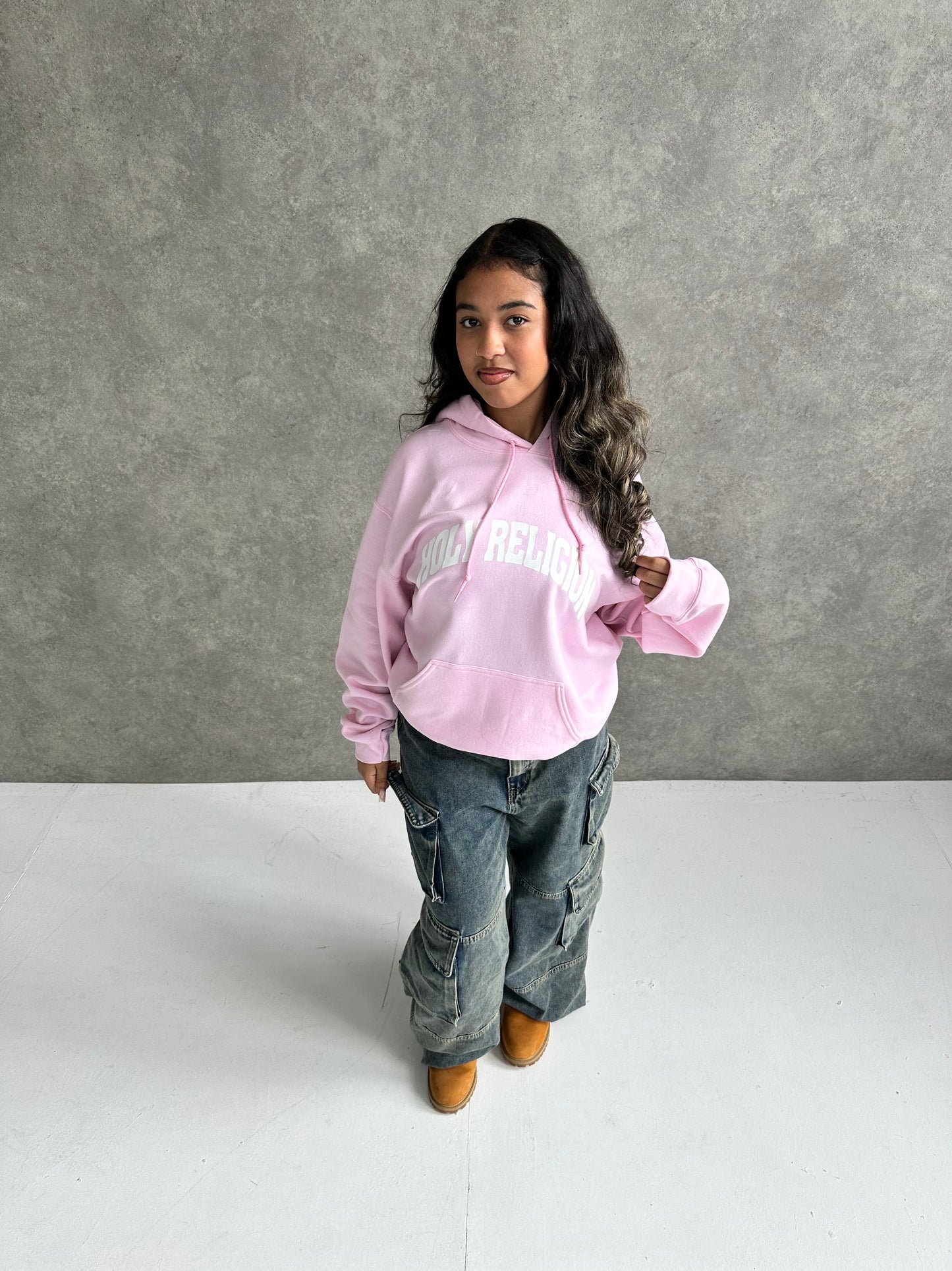 FAITH OVER FEAR HOODIE | PINK / WHITE