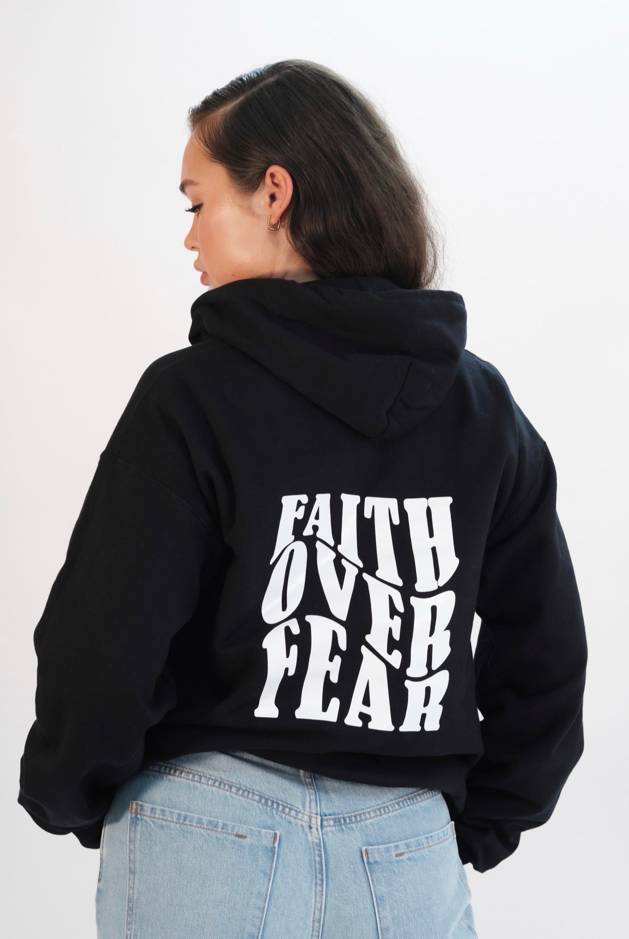 FAITH OVER FEAR HOODIE | BLACK / WHITE