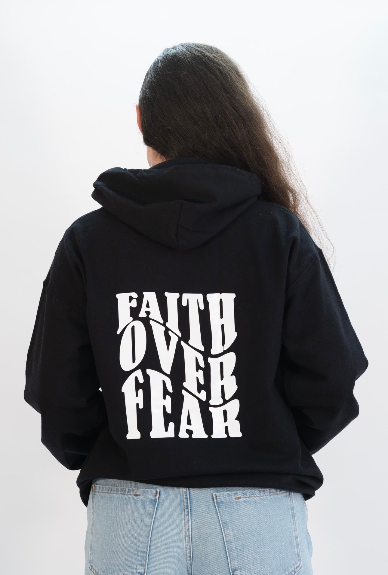 FAITH OVER FEAR HOODIE | BLACK / WHITE