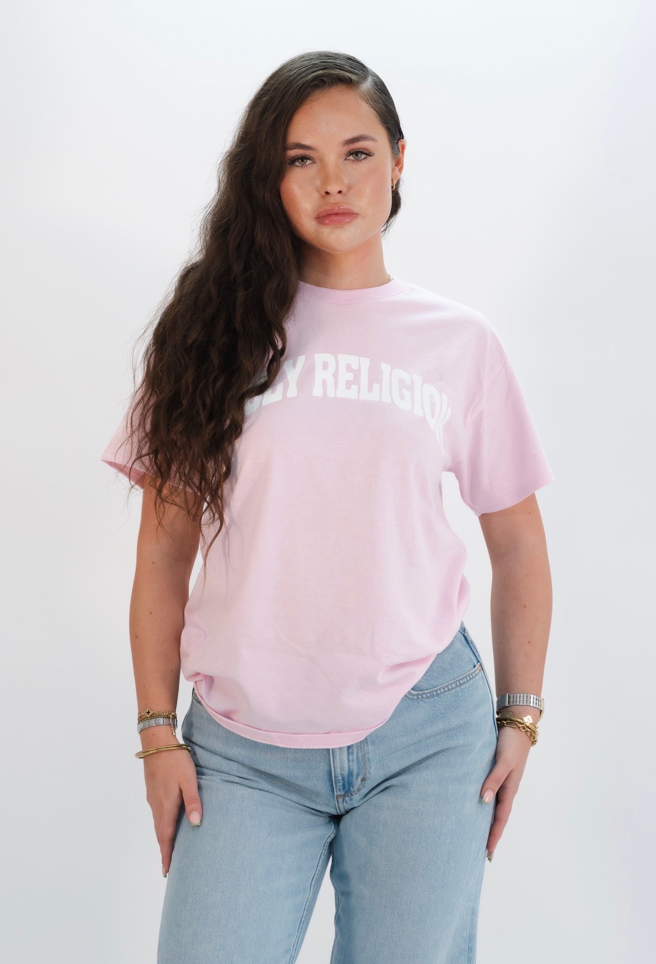 FAITH OVER FEAR PREMIUM TEE | PINK / WHITE