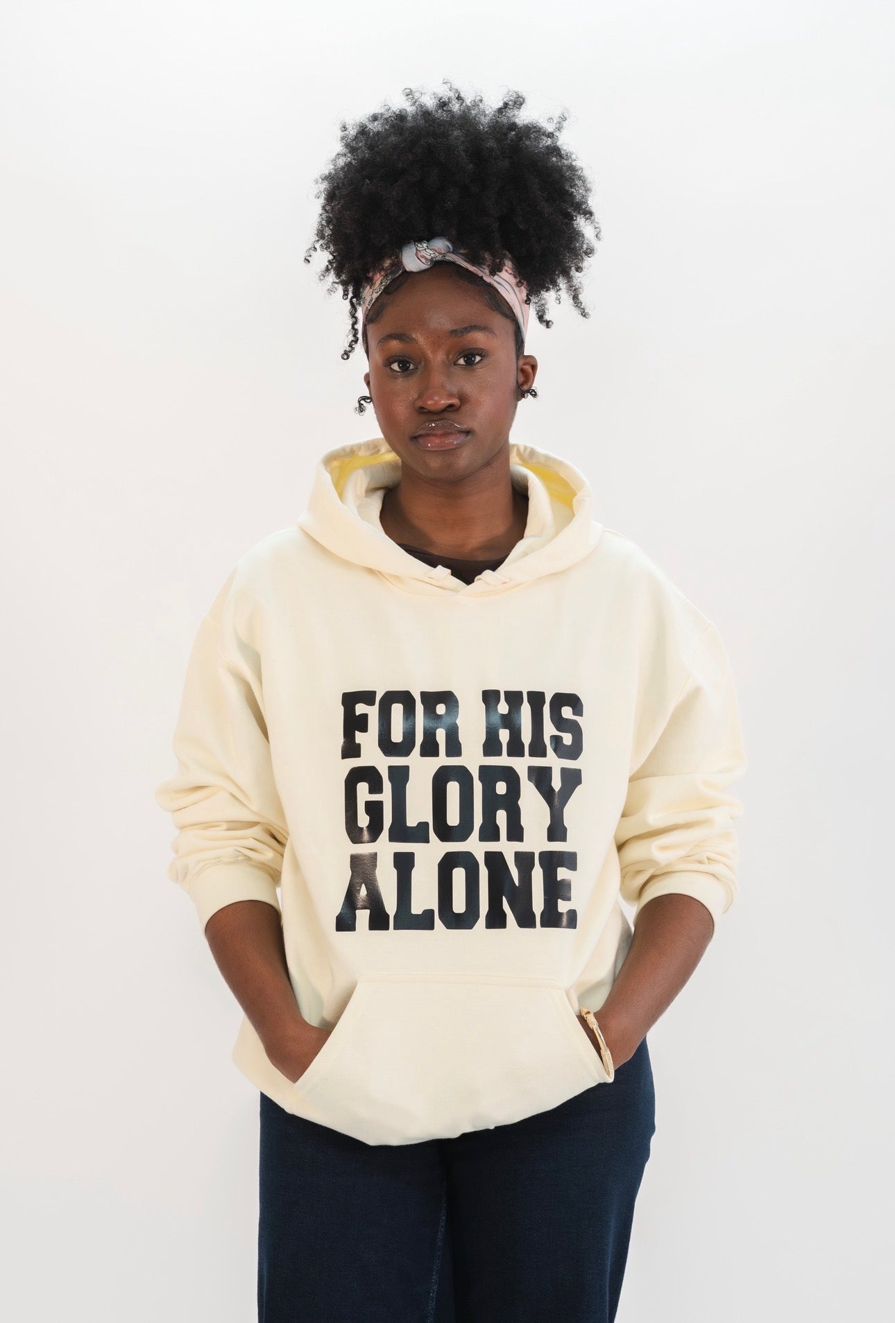 FOR HIS GLORY PREMIUM HOODIE | OFF WHITE / BLACK
