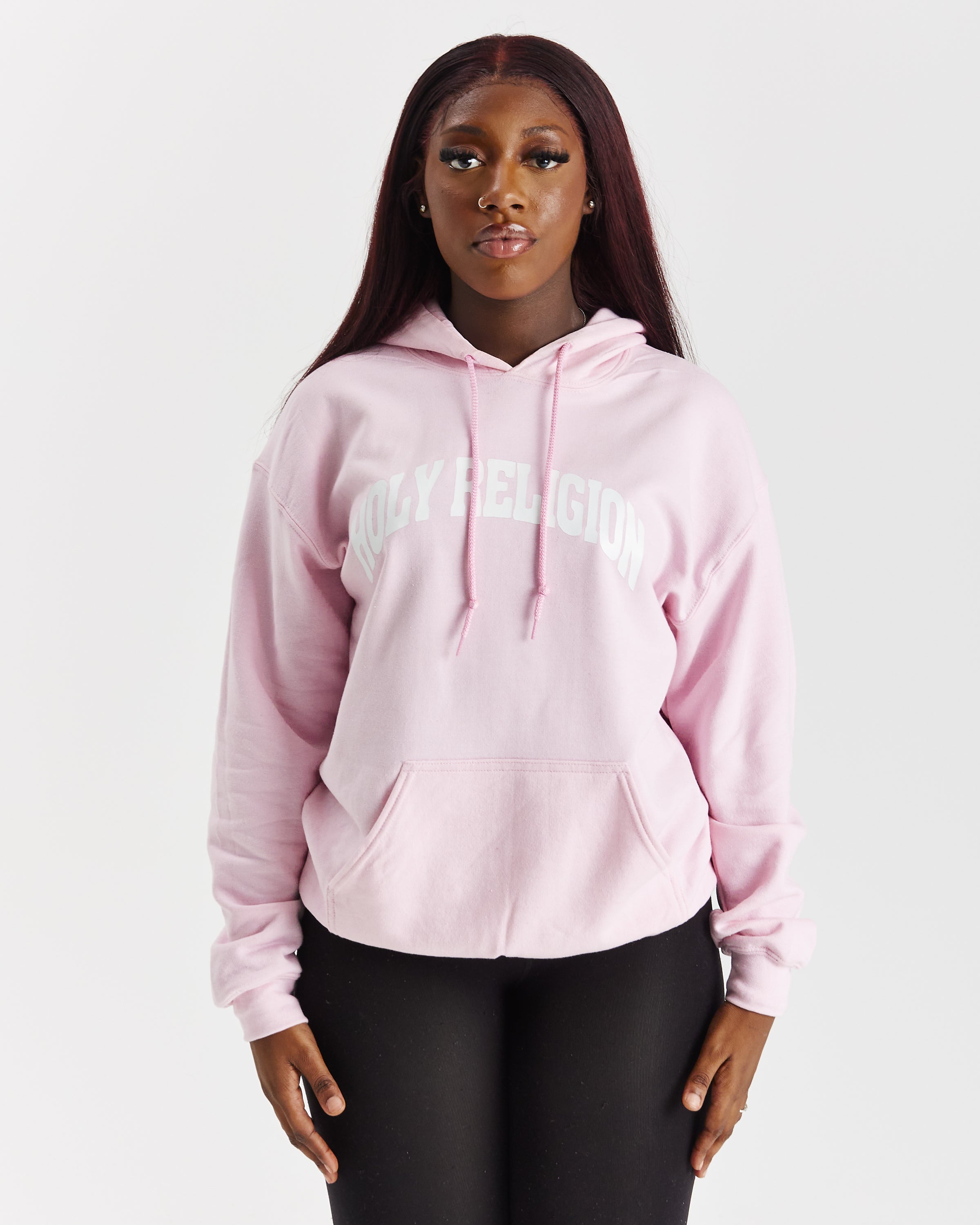 FAITH OVER FEAR HOODIE PINK WHITE S
