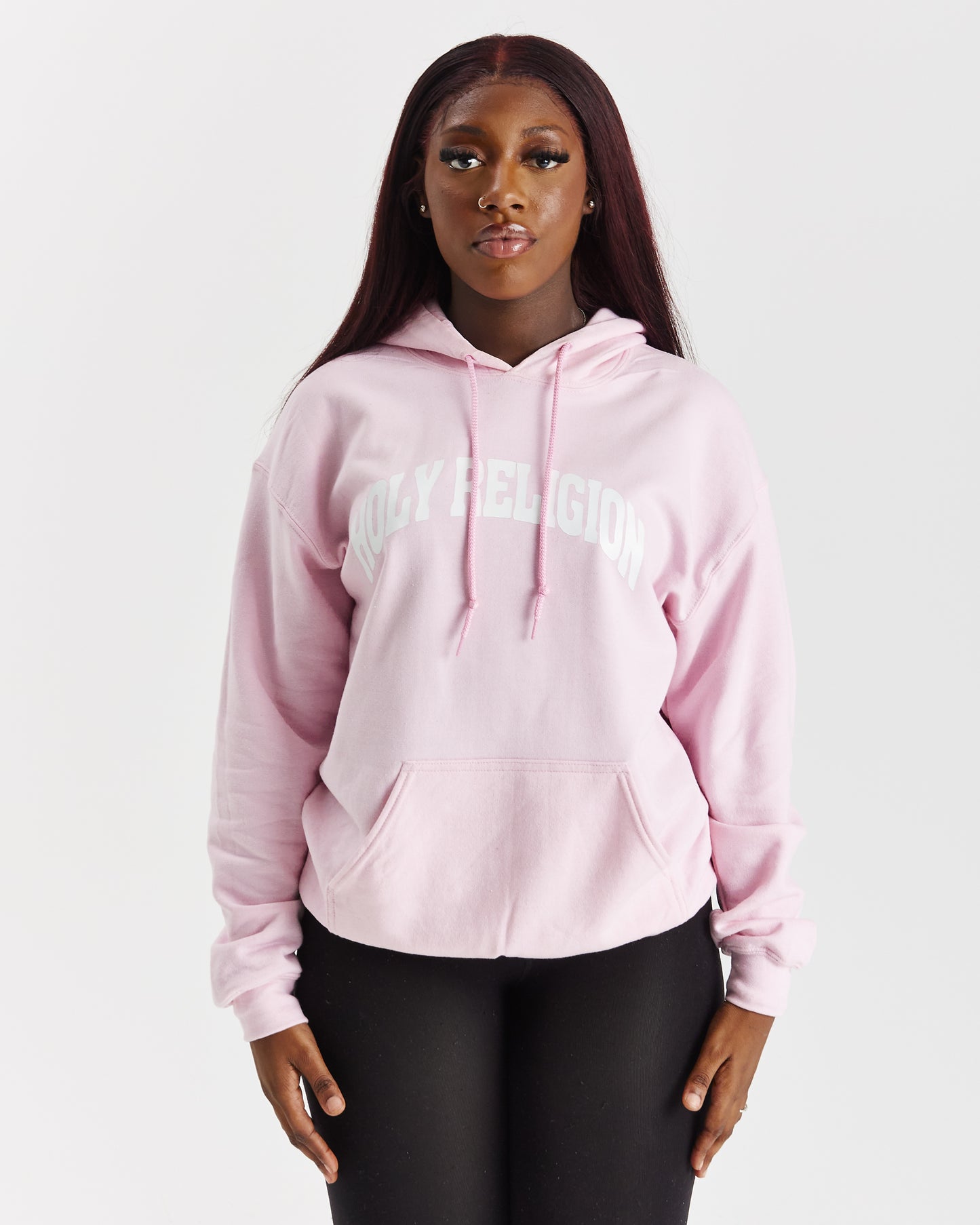 FAITH OVER FEAR HOODIE | PINK / WHITE