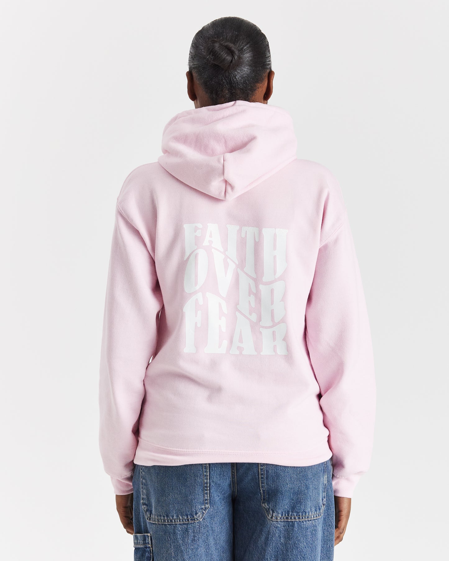 FAITH OVER FEAR HOODIE | PINK / WHITE
